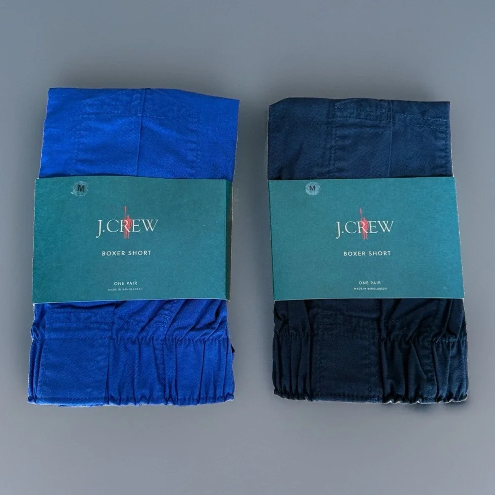 NWT Lot of 2 J Crew Broken In Boxers Mens M Underwear Navy Black Organic Cotton